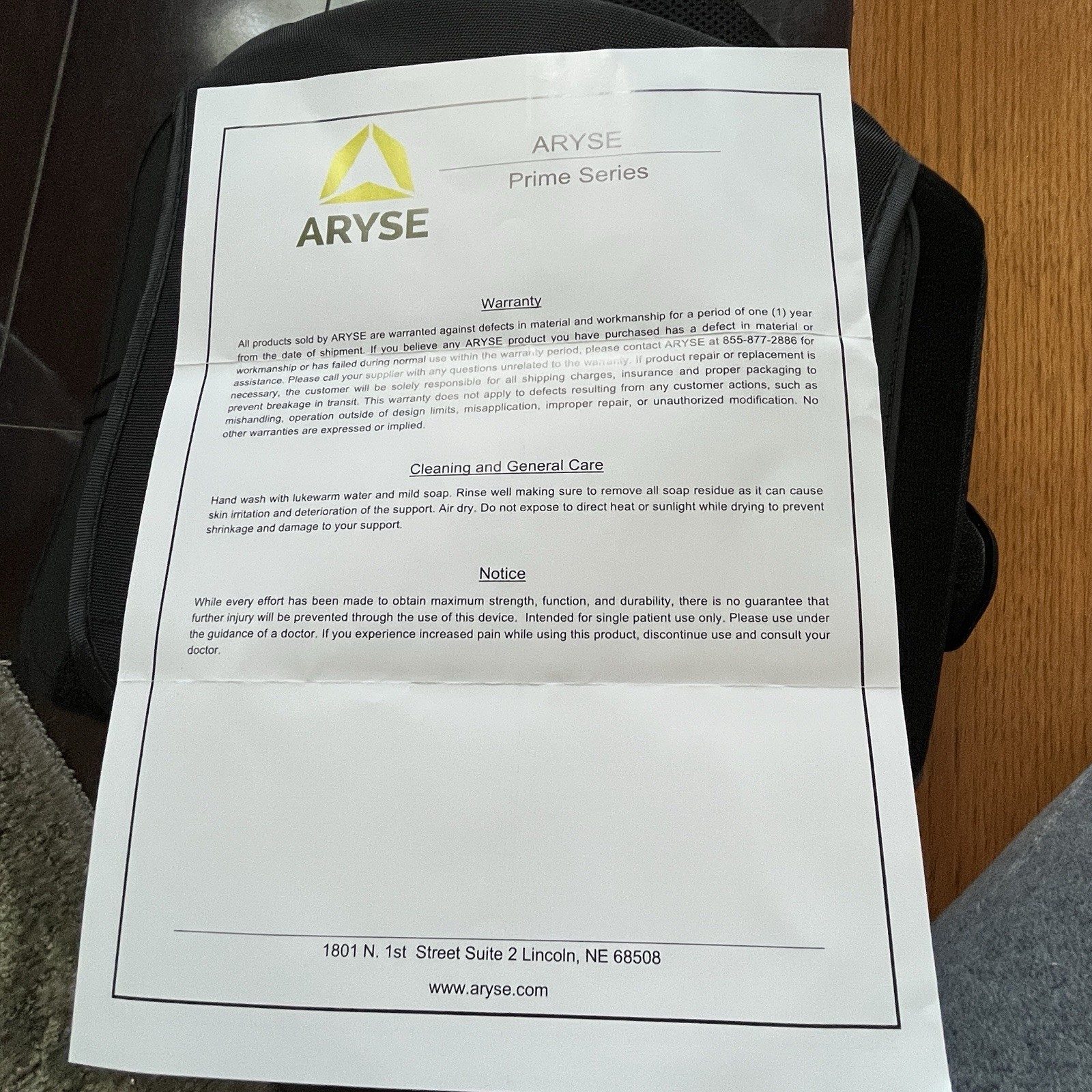 Aryse Prime Series Sz L Black Compressive Back Brace Adjustable AY-37/50-103