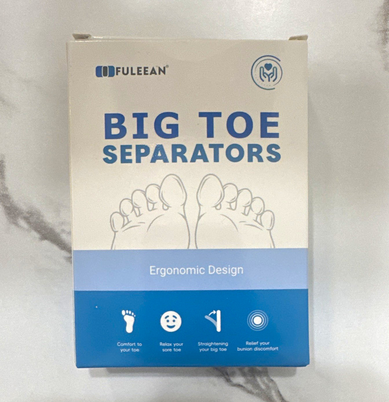 FULEEAN Adjustable Big Toe Separators Bunion Corrector Beige Size M 2ct