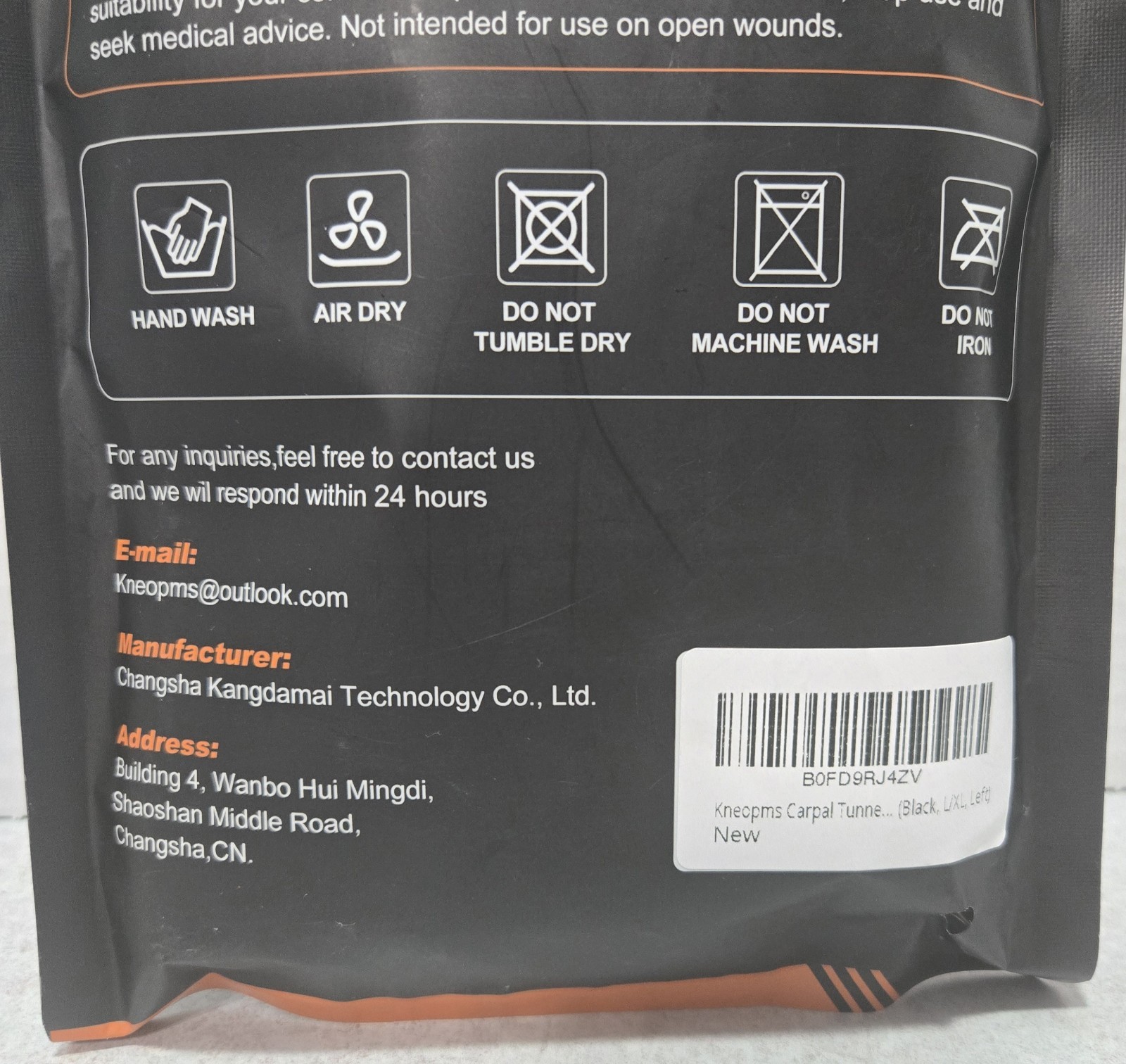 KNEOPMS Wrist Support Brace – Carpal Tunnel Black L/XL Left / Open Box