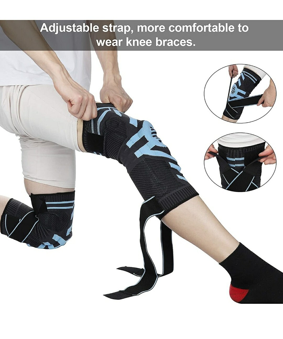 2 Knee Brace Knee Compression Sleeves Support W/ Patella Gel Pads, Pain Rel SZ L
