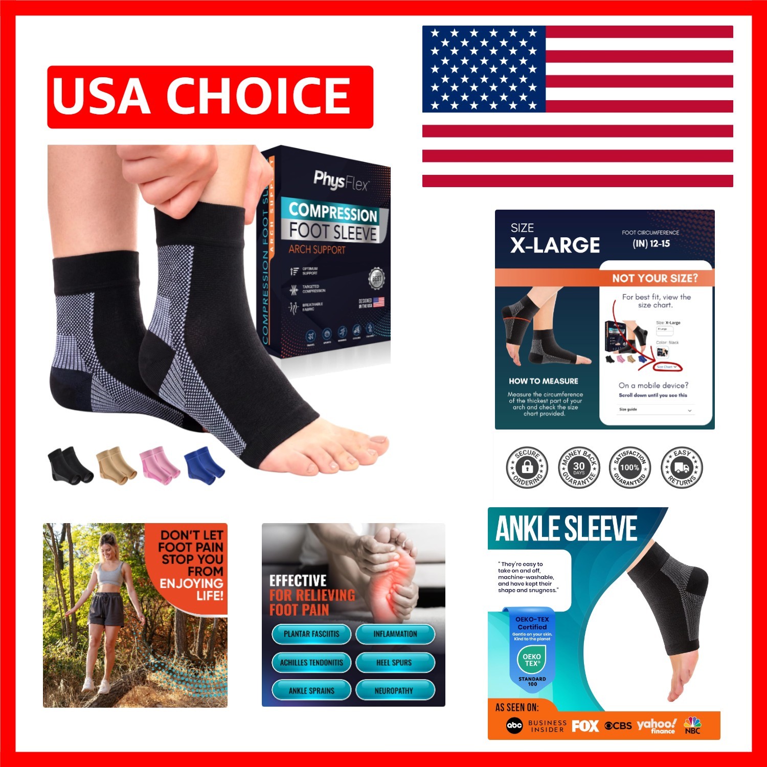 Durable Compression Socks with 20-30mmHg for Foot Swelling & Fatigue Relief