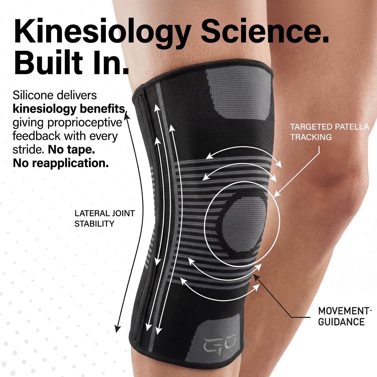 Kinesiology Knee Compression Sleeves – Professional Medium, Black