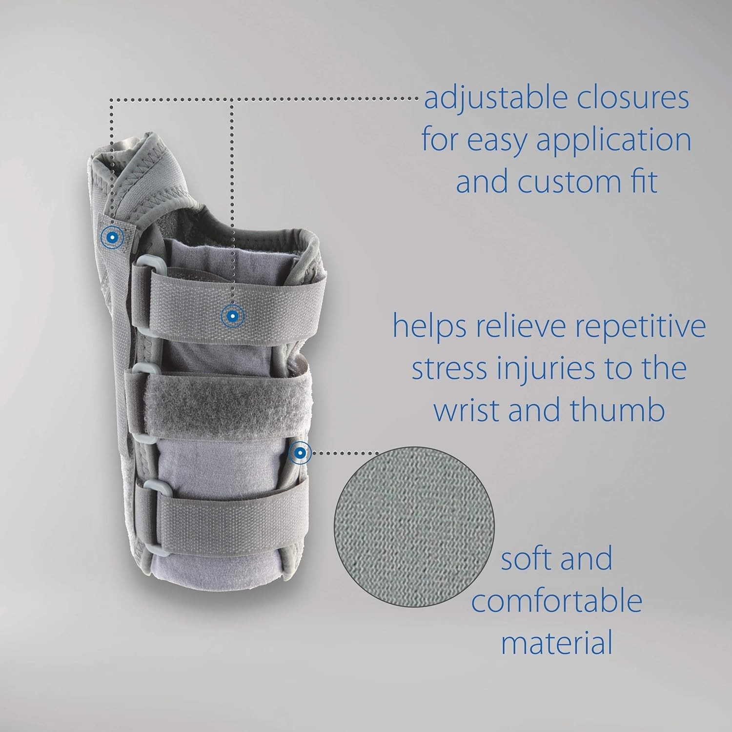Swede-O 6853 Thermal Vent Carpal Tunnel Thumb Spica Brace L/XL Left Wrist Grey