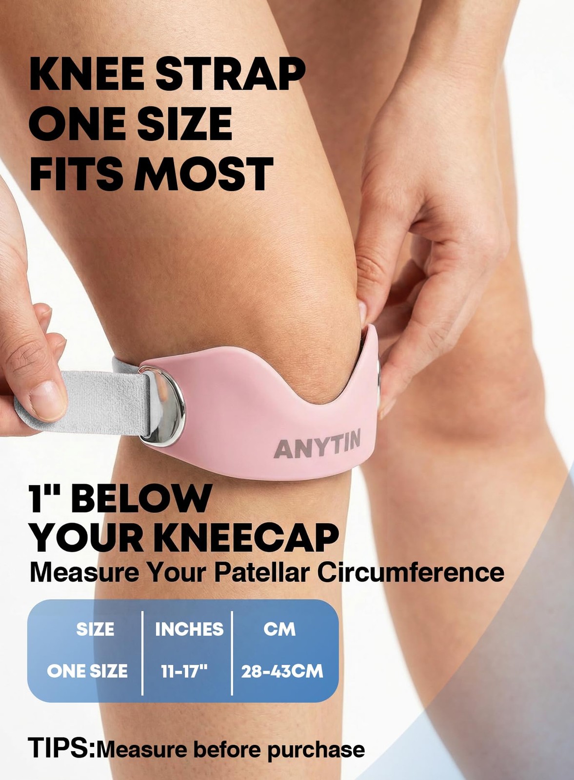 Anytin Silicone Patellar Tendon Support Strap 2 Pack, Knee General, pink-001