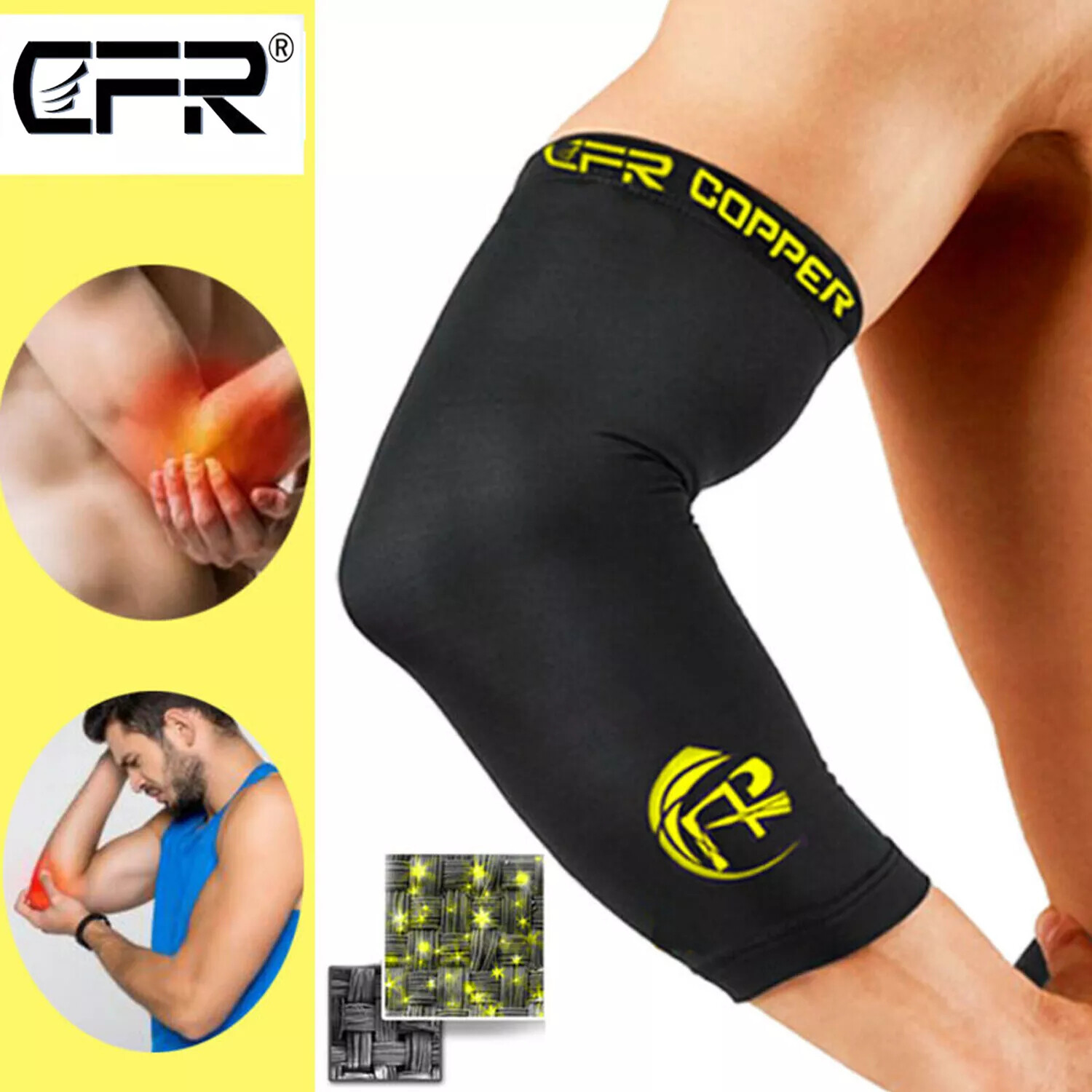 Elbow Support Brace Copper Compression Sleeve Joint Fit For Arthritis Arm Sports