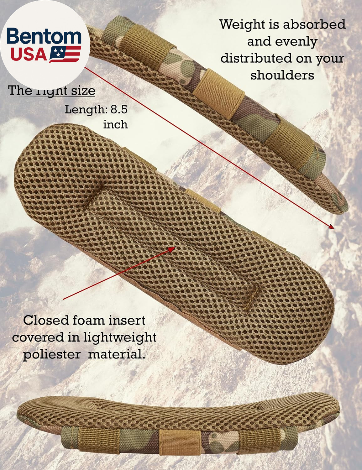 Shoulder Strap Pad for Optimal Weight Distribution, Plate Carrier Shoulder Pads