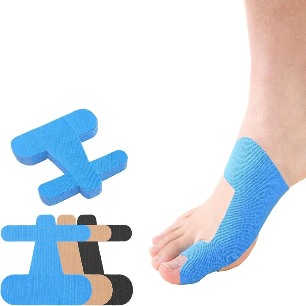 Precut Bunion Kinesiology Tape 40Pcs Big Toe Support Breathable Latex‑Free Blue