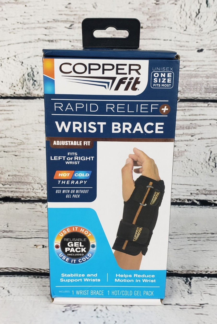 Copper Fit Rapid Relief Wrist Adjustable Brace Hot/Cold Therapy One Size