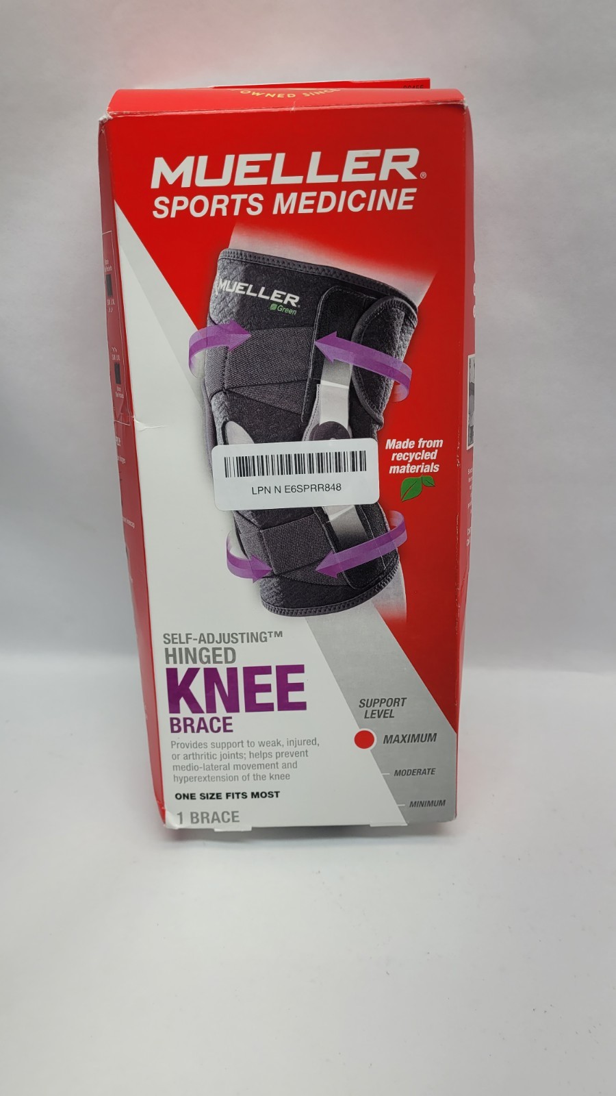 Mueller Self-Adjusting Hinged Knee Brace Adjustable One Size Black FDA