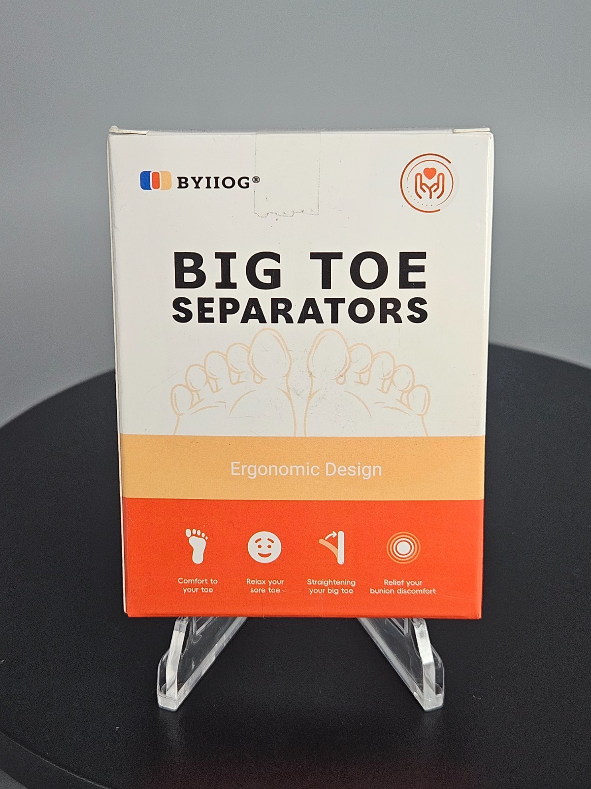 BYIIOG Big Toe Separators Soft Gel Ergonomic Design Black Size Large Washable