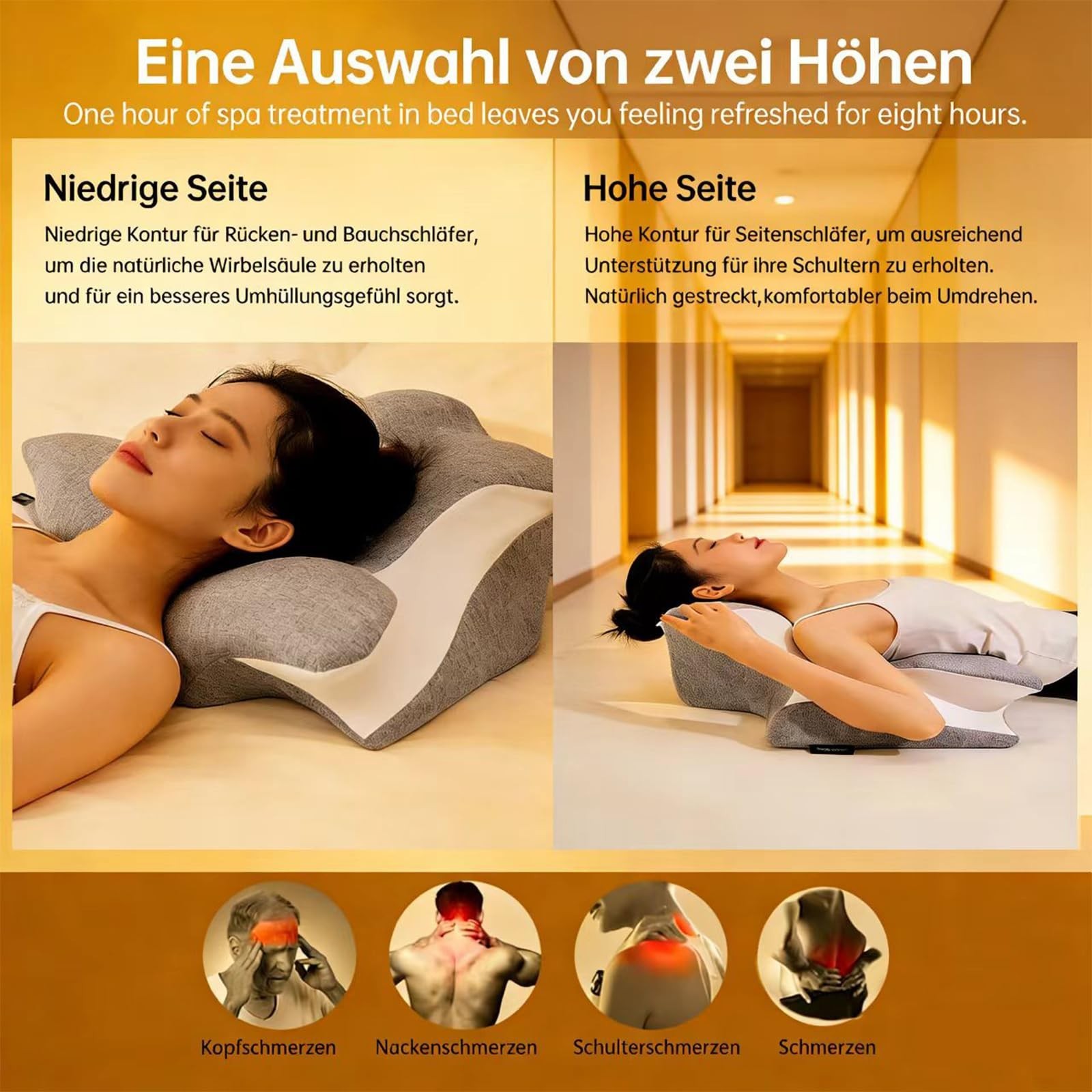 Reading Pillow for Bed,Cervical Neck Pillow for Pain Relief，Neck Support