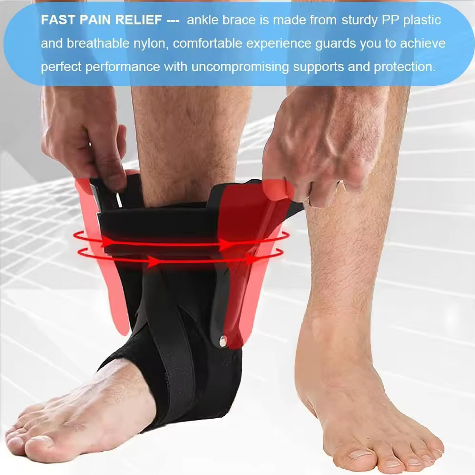 Black Ankle Brace Support Compression Stabilizer Pain Relief Foot Lace Wrap