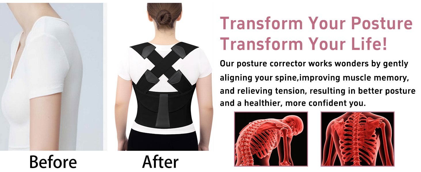 Back Brace Posture Corrector for Women and Men Upgraded Dynamic Traction Correct