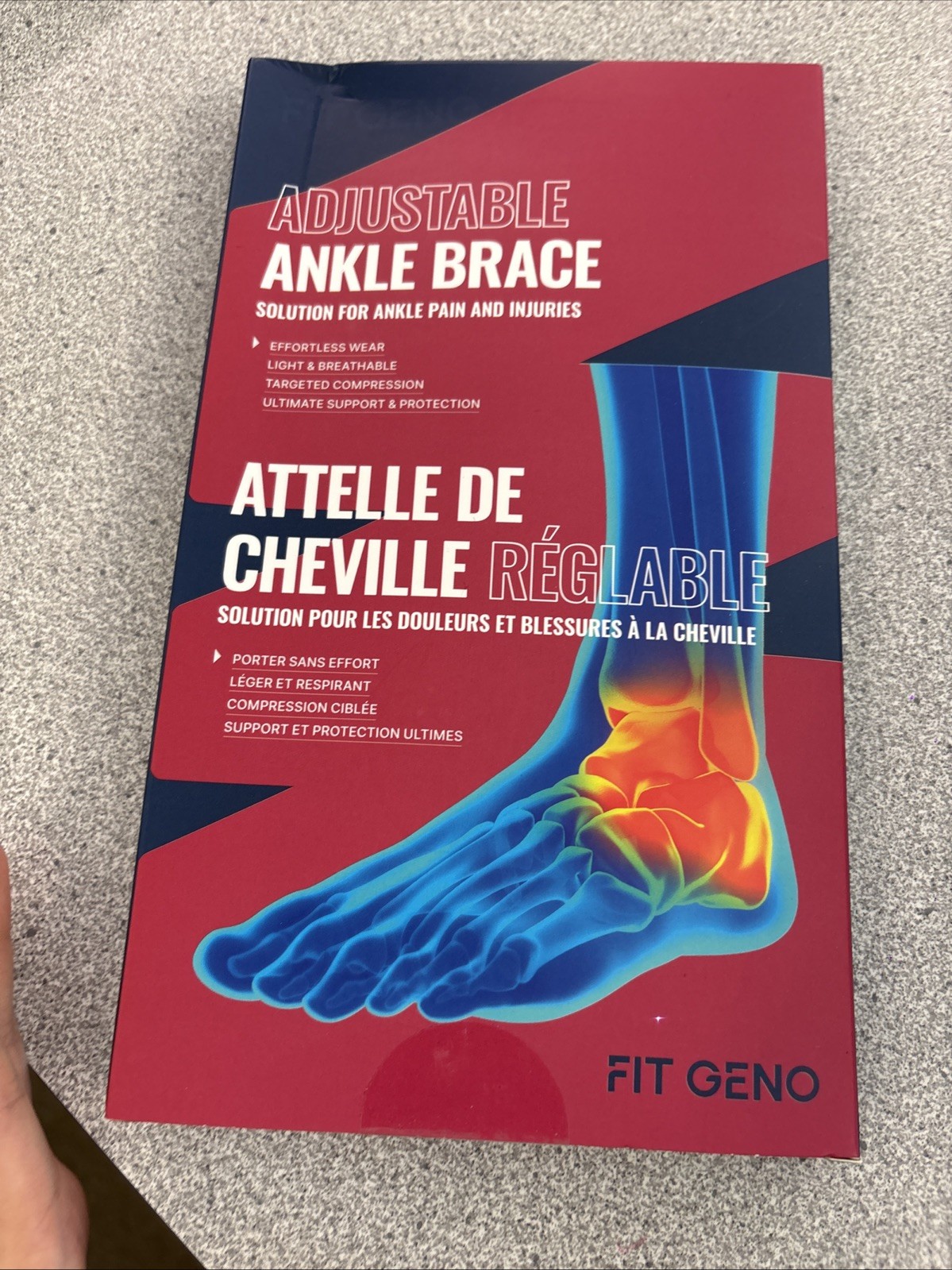 Fit Geno Adjustable Ankle Brace Pain Relief New FREE SHIPPING M/L Right Lace Up