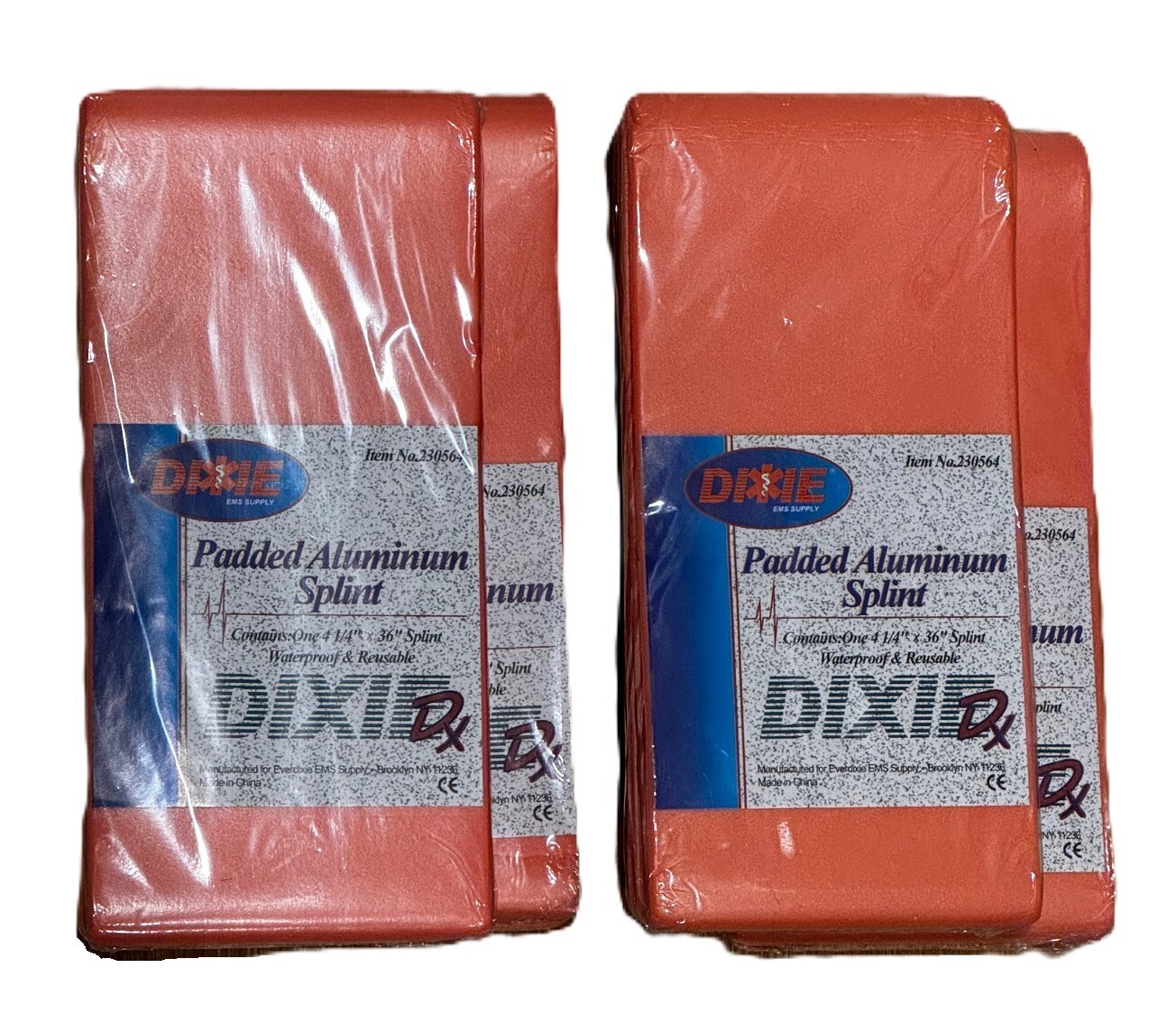 Dixie Padded Aluminum Splint – 36″x4.25″ – Orange – 4 Pack