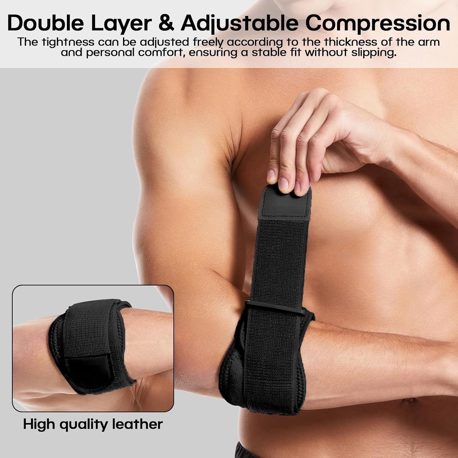Double Wrap Elbow Brace for Men and Women, Elbow Support Arm Strap for Tendoniti