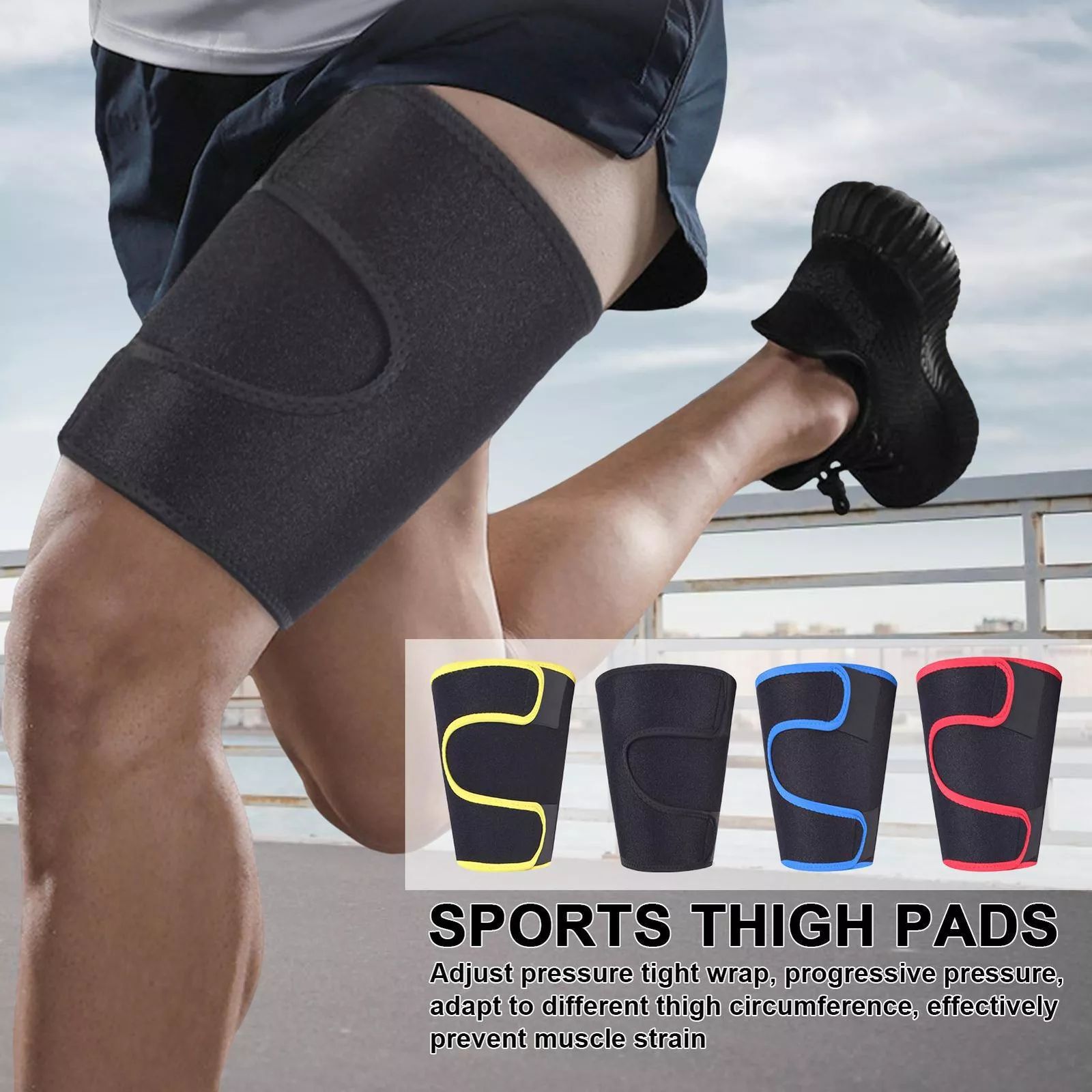 Men’s Sport Thigh Support Compression Sleeve Brace Hamstring Protector Leg Wrap