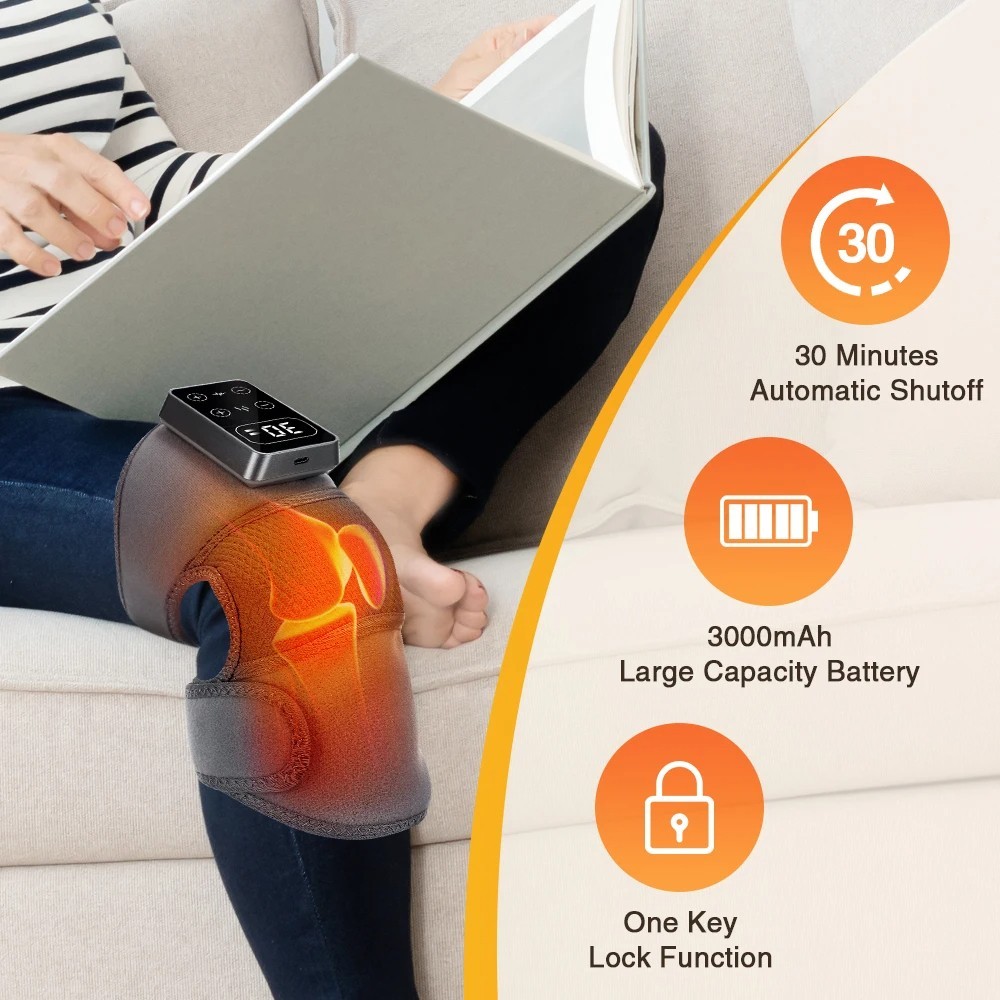 Masajeador de Rodilla Eléctrico Inalámbrico Calor Infrarrojo Vibración Artritis
