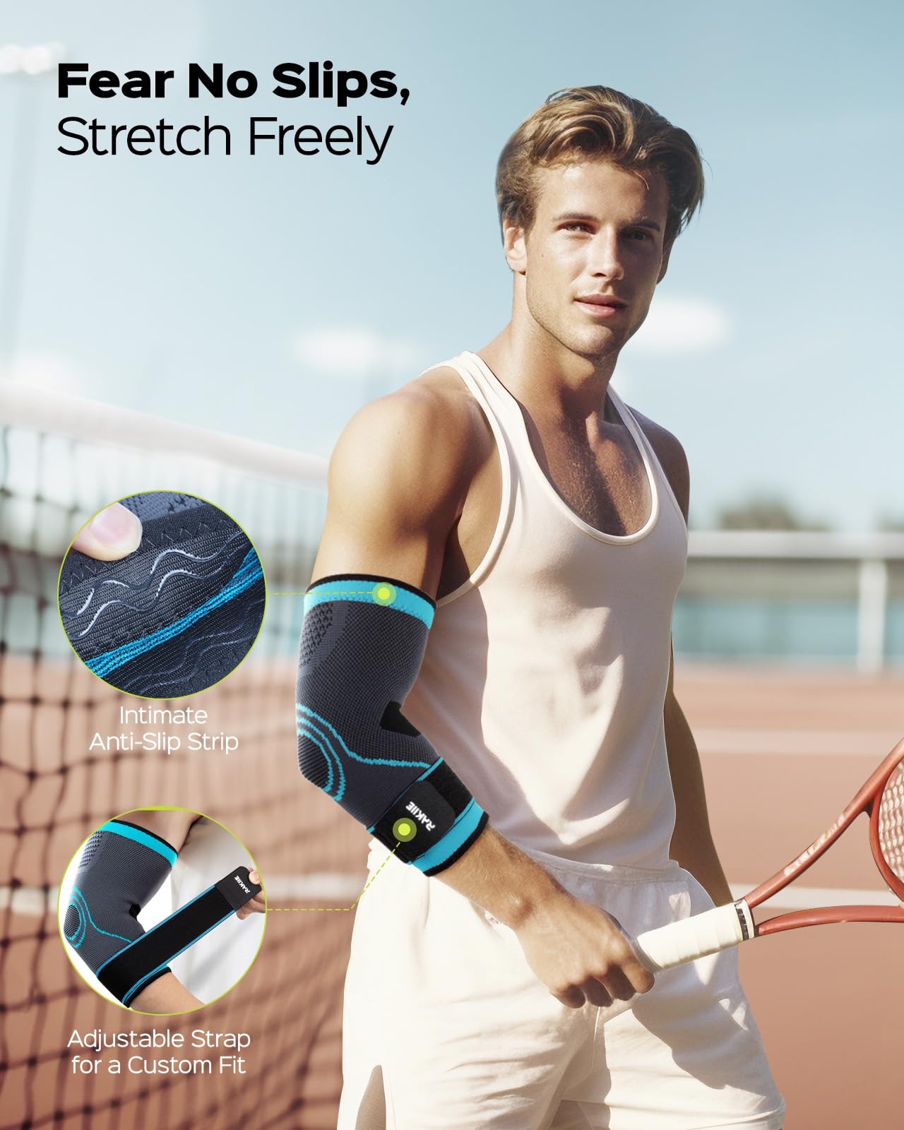 Elbow Compression Sleeve 2 Pack, Elbow Brace for Tendonitis and Tennis Elbow,…