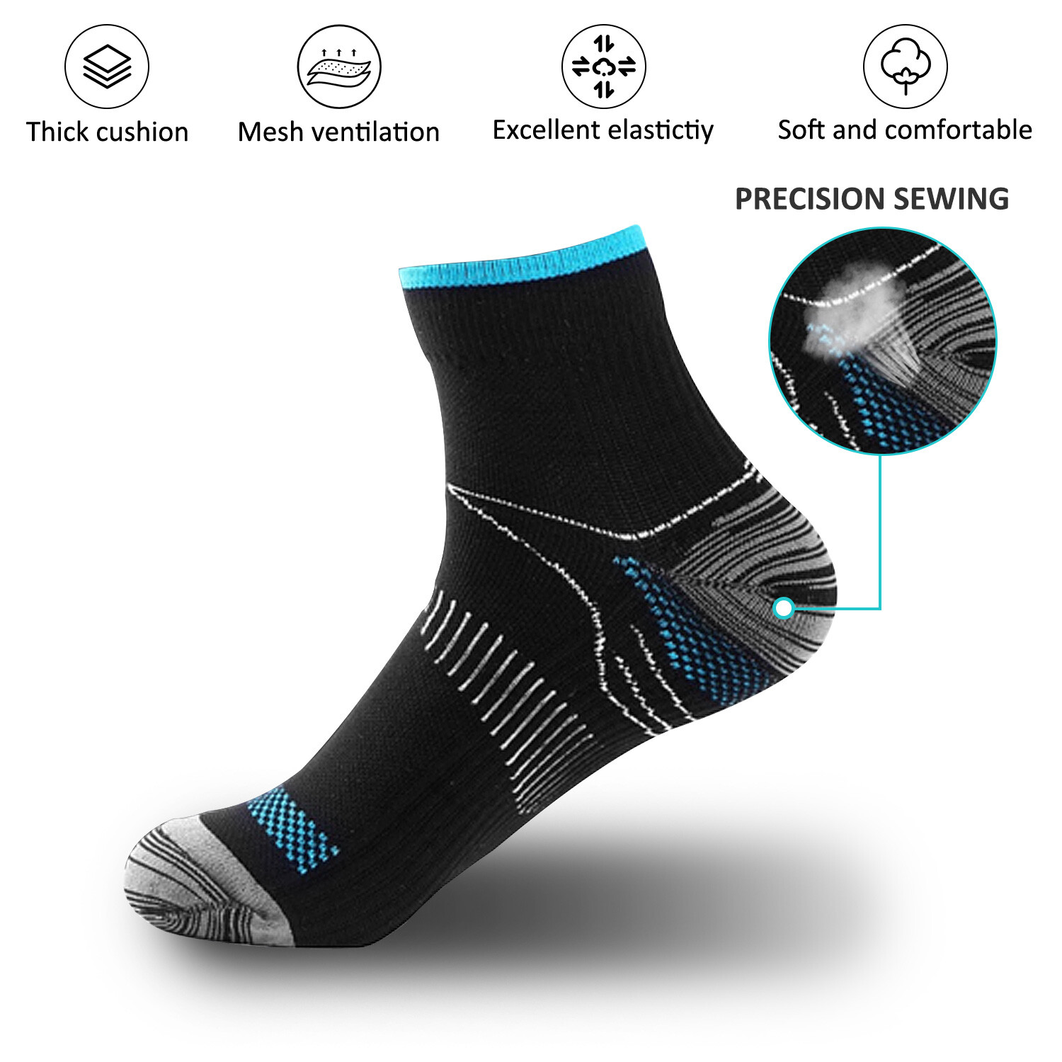 Ankle Brace Compression Sleeve Support Socks Foot Fasciitis Pain Relief Men USA