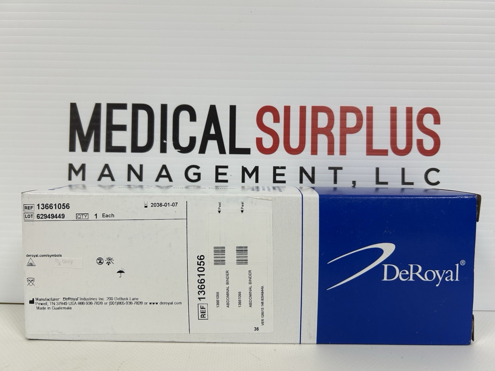 DeRoyal 9 Inch Abdominal Binder Small Medium 30-45 In REF 13661056 New