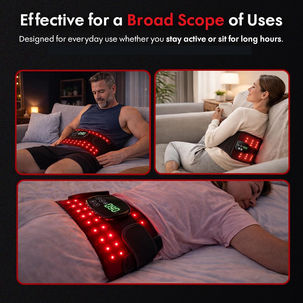 Red Light Heating Vibration Back Massager Lumbar Belt for Lower Back Pain Relief