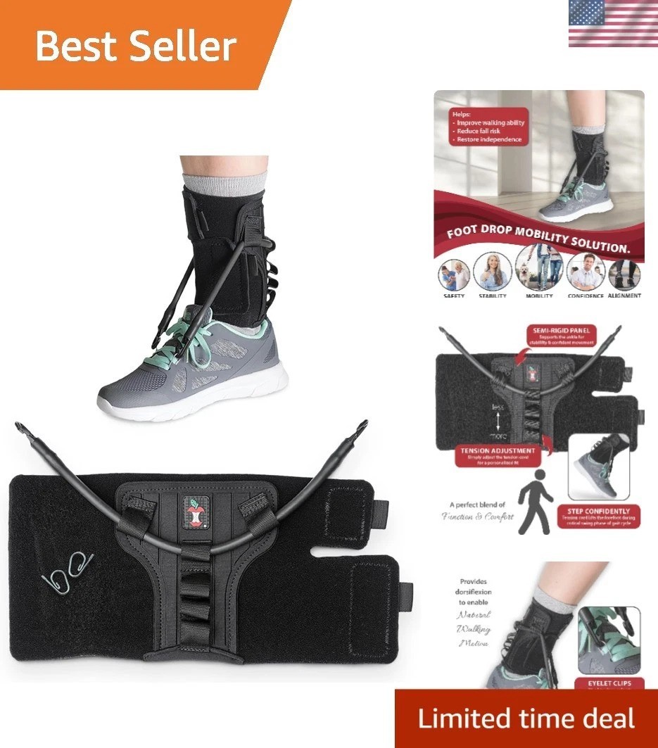 Foot Drop Brace for Walking with Adjustable Dorsiflexion Support, M/L | Helps…