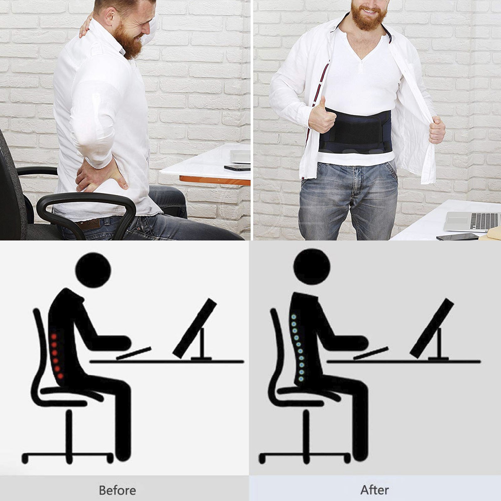Adjustable Back Brace for Lower Back Pain Relief Lumbar Fits Sciatica Work Gym