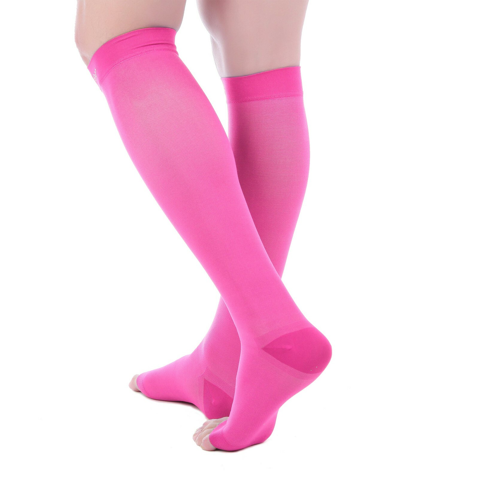 Doc Miller Open Toe Compression Socks 15-20 mmHg Recovery Varicose Veins PINK