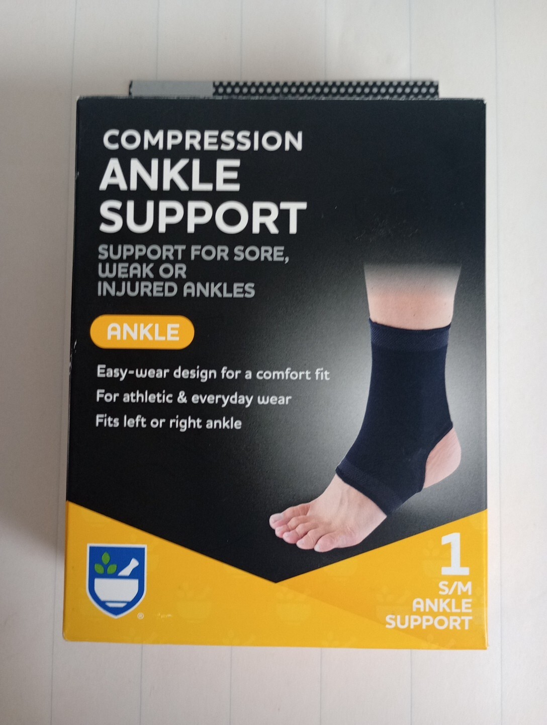 Rite Aid Compression Ankle Support Color Black Size S/M