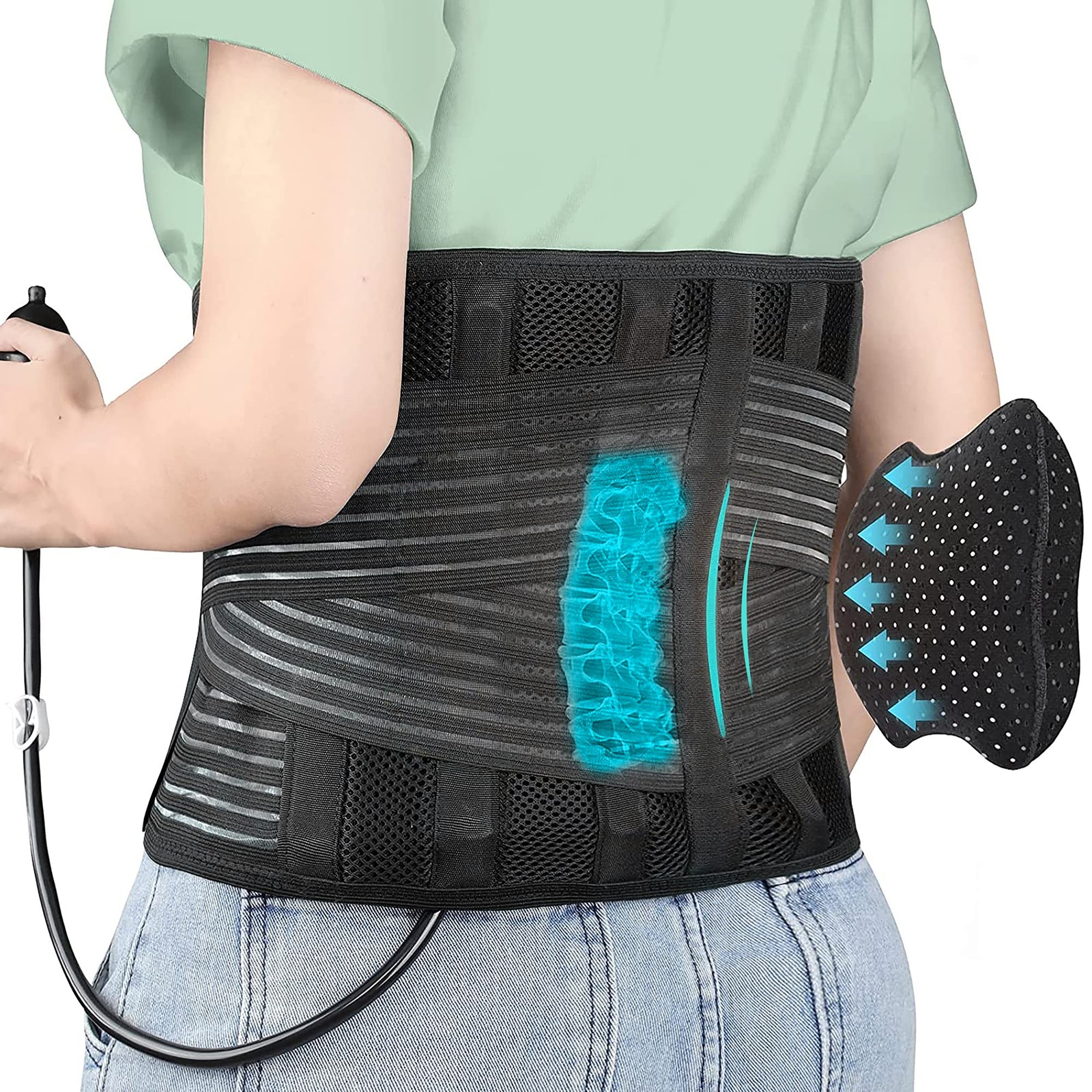 DARLIS Back Support Belt with Inflatable Lumbar Pad – Extra Support for Lower Ba