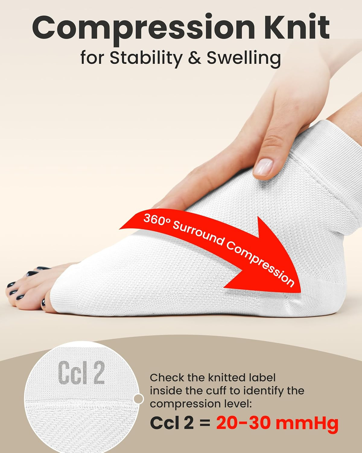 Ankle Compression Sleeve – 1-Pair, Plantar Fasciitis Braces – Open Toe Compressi