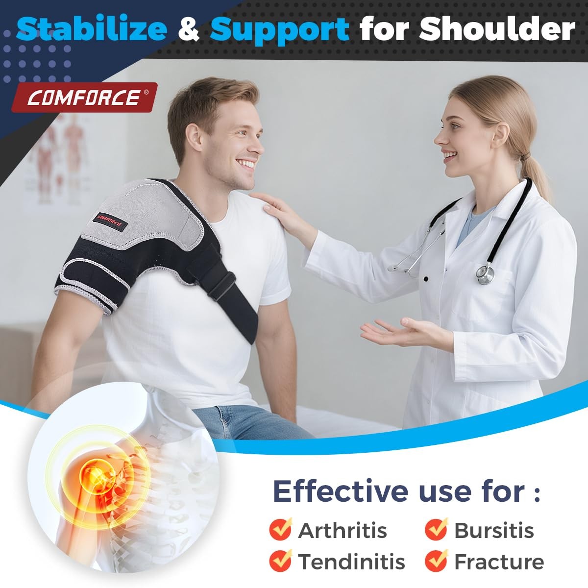 Copper Compression Shoulder Brace Rotator Support Adjustable