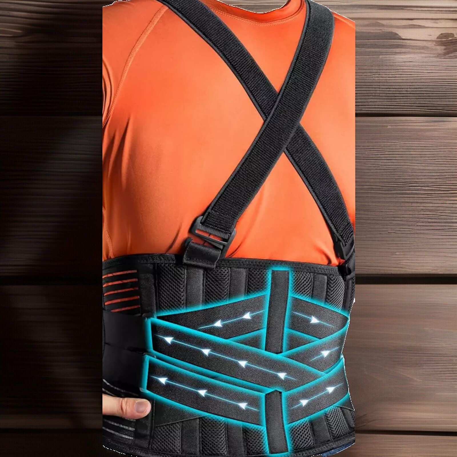 Work Back Support Belt 2 Removable Suspender Straps Back Posture Protector S/M