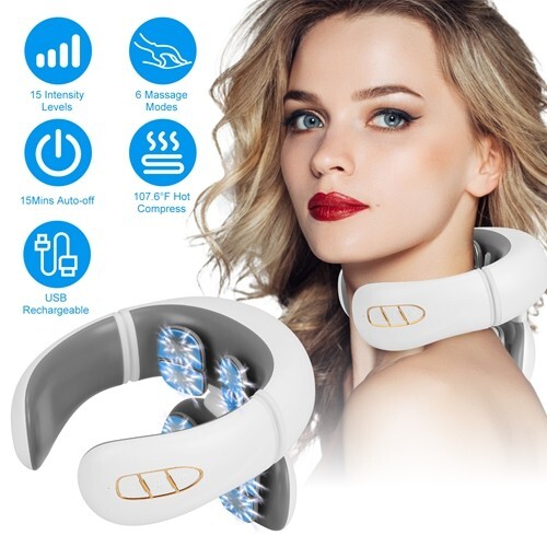 Remote Electronic Neck Massager with Heat Cervical Neck Rechargeable