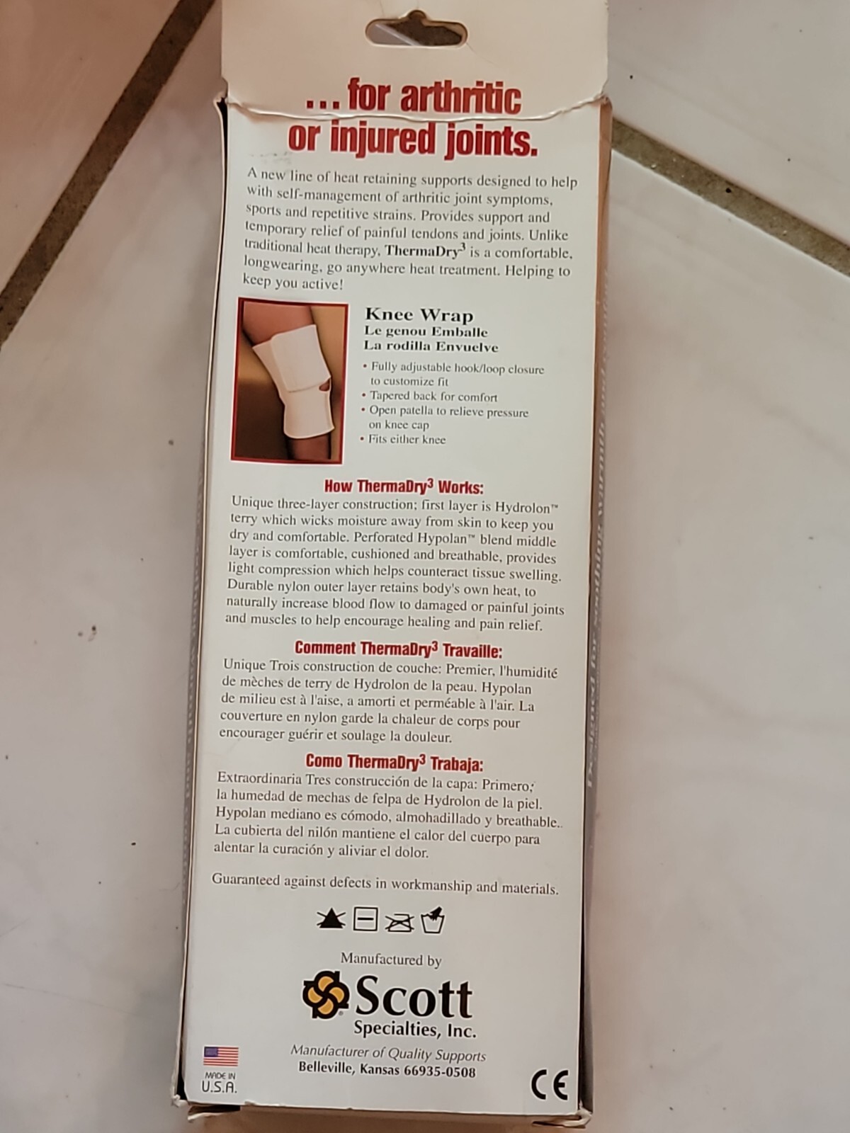 ThermalDry 3-Layers Support Knee Wrap Brace Arthritis Pain Relief size Small