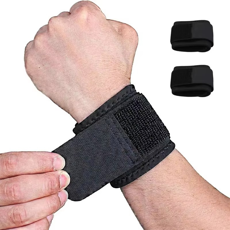 Black 2PC Fitness Wrist Straps Adjustable Strength Support Gym Wrap Brace Band