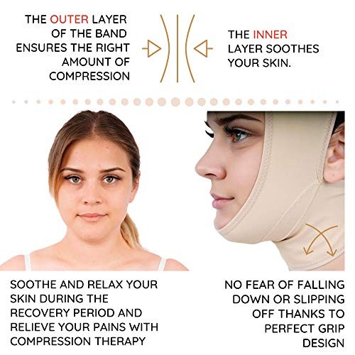 Post Surgery Neck and Chin Compression Garment Wrap Large (Pack of 1) Beige