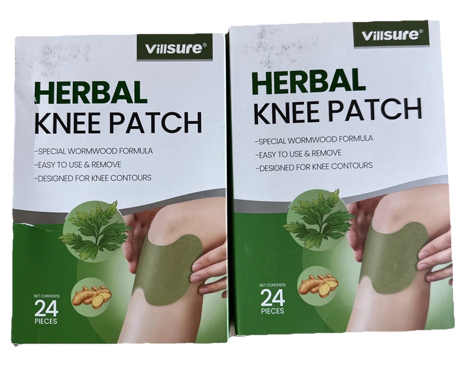 Herbal Knee Patch 2 Boxes (24 Pieces Each)~Wormwood Formula ~Knee Contour Design