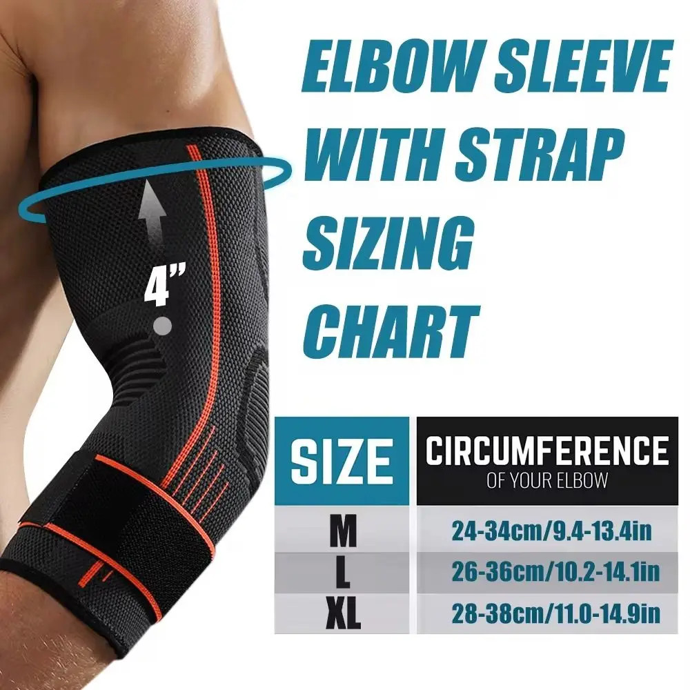 Durable Nylon Elbow Support Black Grey Orange Elastic Arm Sleeve Breathable.