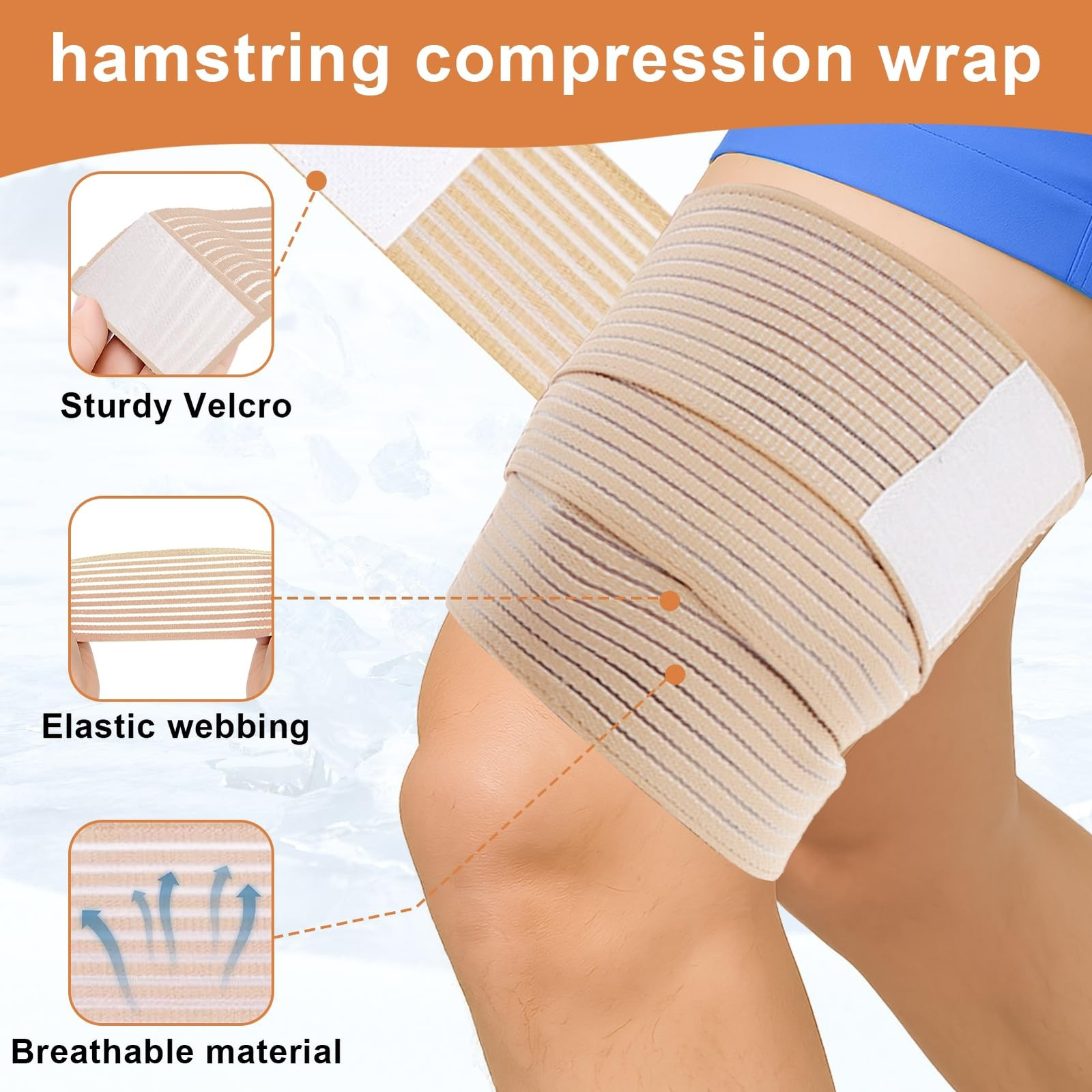 2 PCS Thigh Hamstring Compression Sleeve, Adjustable Thigh Compression Wraps For