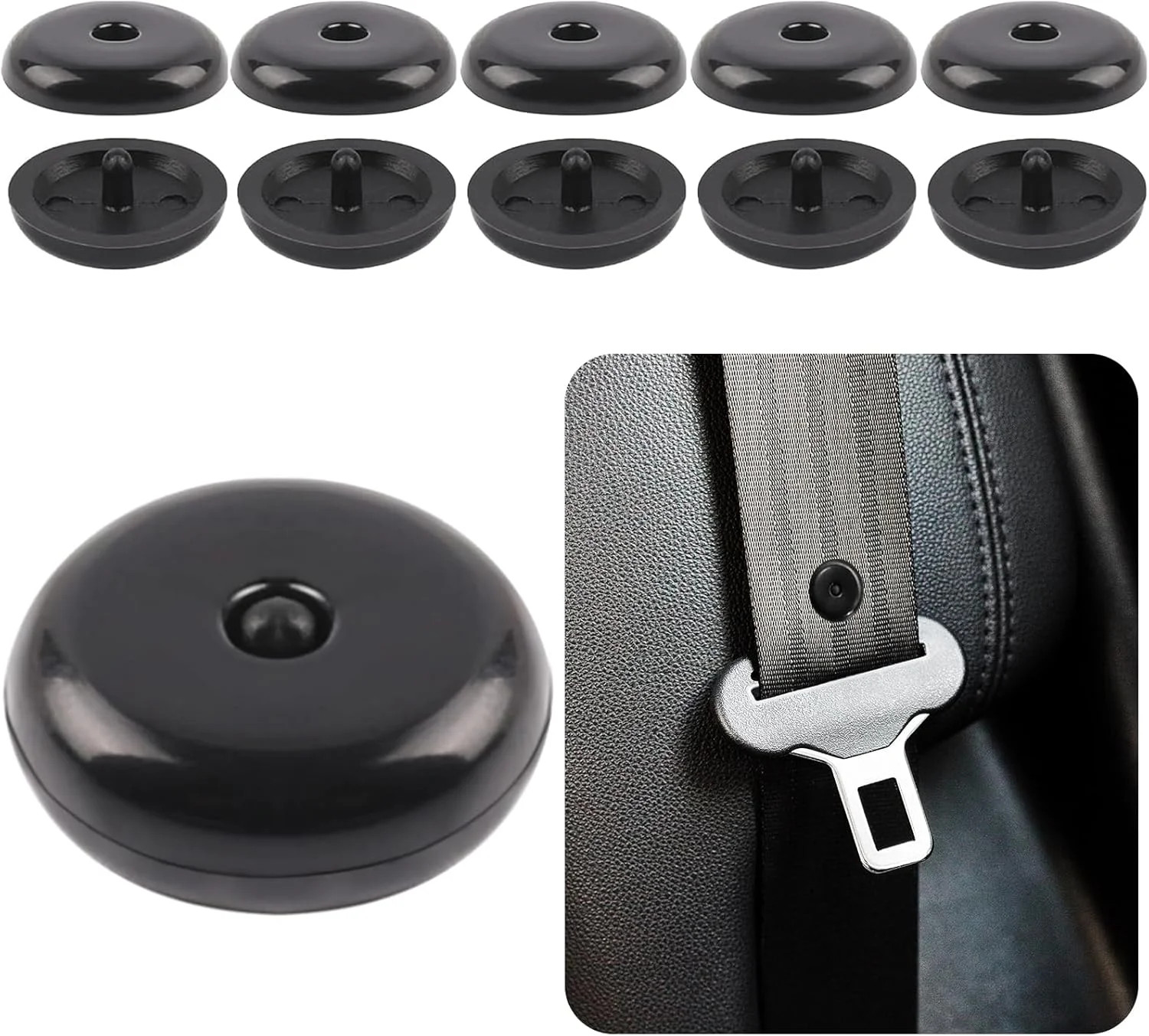 5 Sets Universal Seatbelt Stopper Kit, Snap-on Seat Belt Button Stopper Plastic