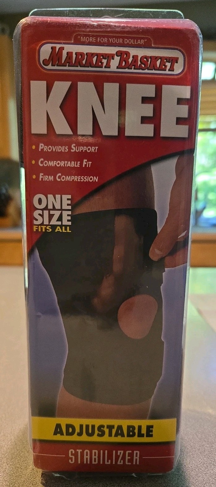 Adjustable Knee Stabilizer, Black Neoprene, One Size Fits All – New!