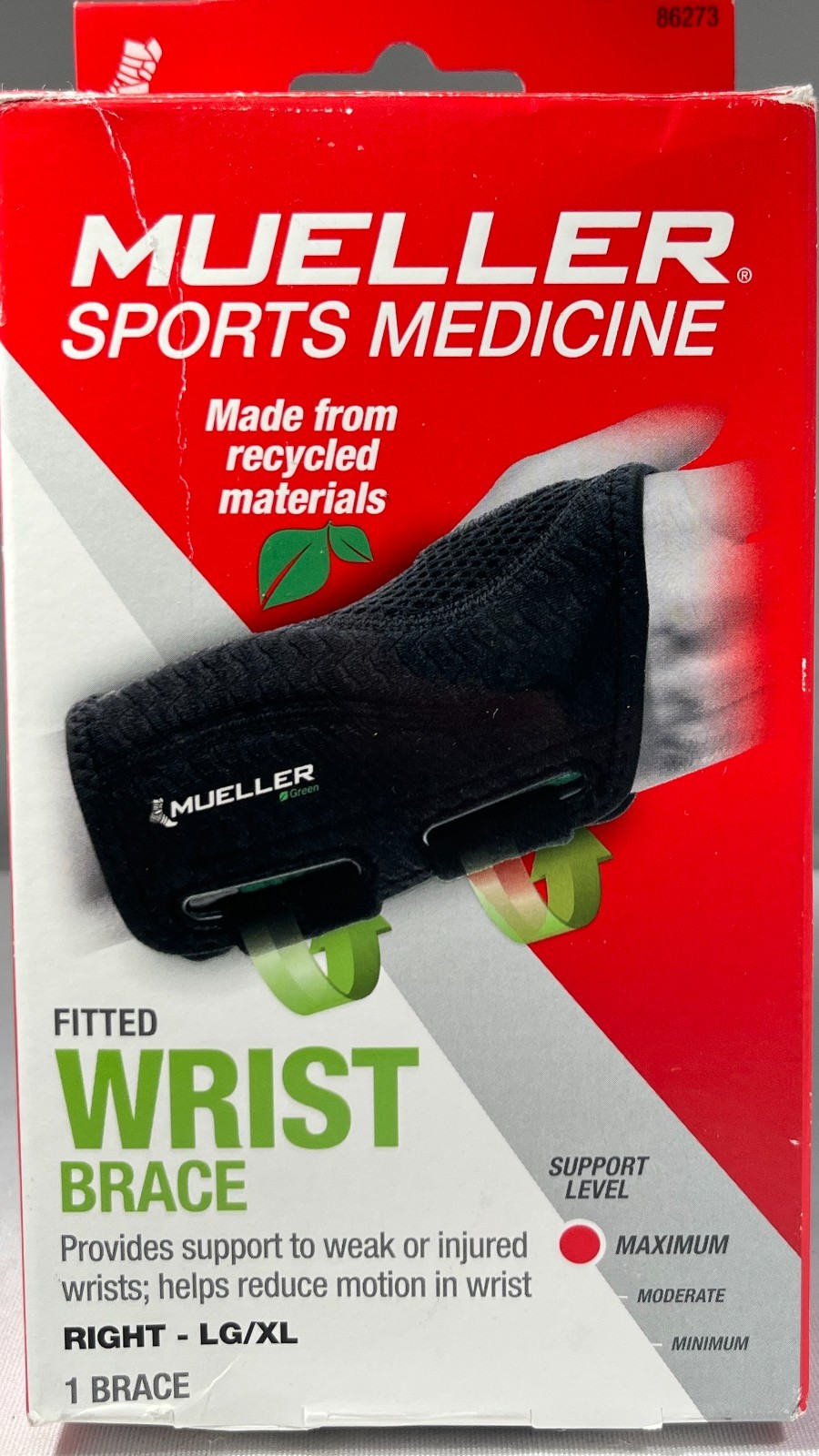 Mueller Fitted Wrist Brace Maximum Support – Right, LG/XL – 1 Brace
