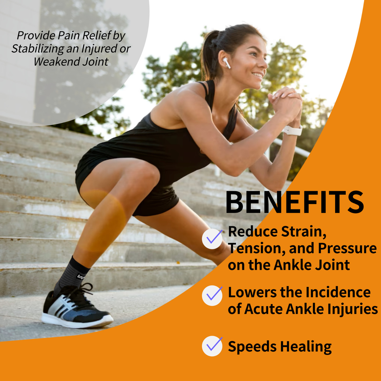 ECCLES3 – 2 Pack – Ankle Compression Sleeves for Pain – Unisex, Men, Women
