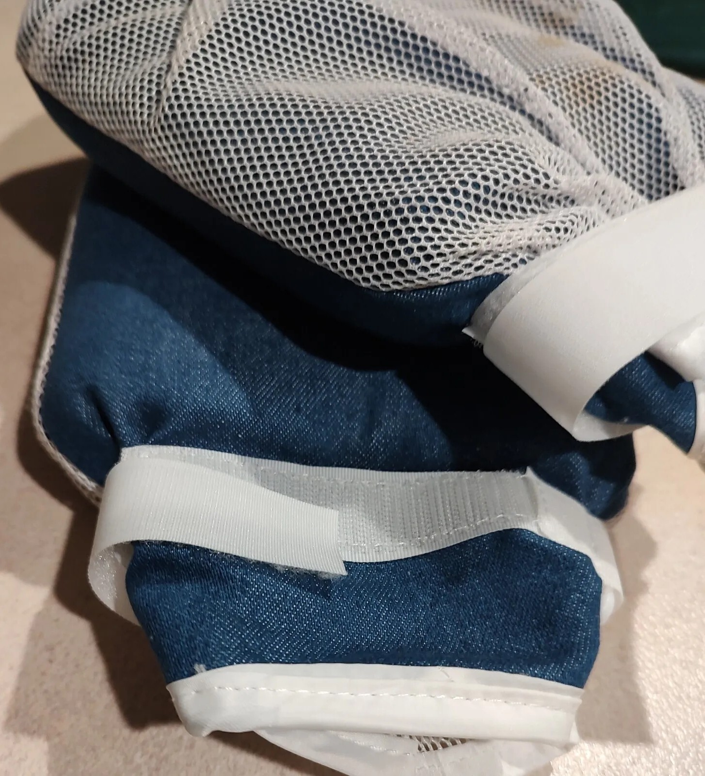 Posey 2826 Closed End Finger Control Mitts 1 Pair denim fabric+ white mesh