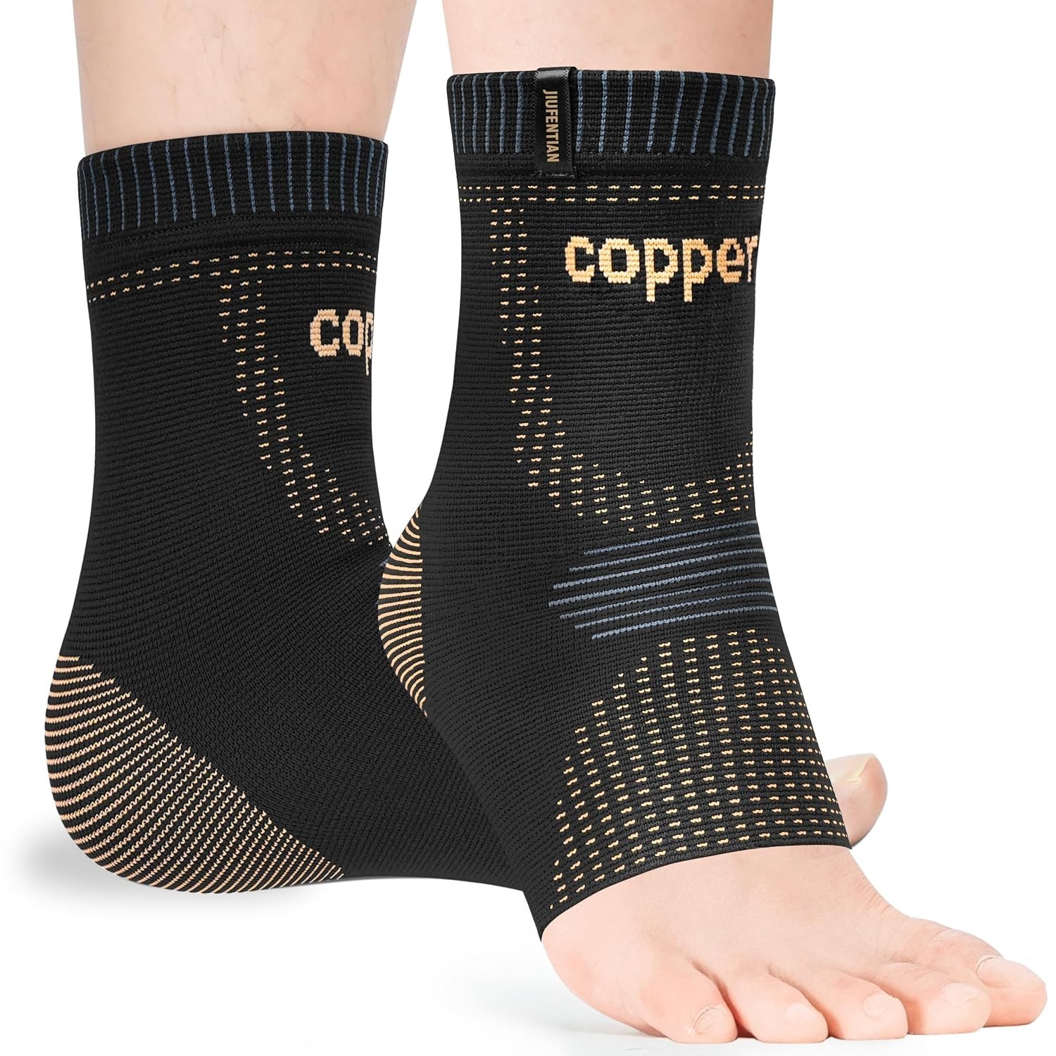 Breathable Copper Ankle Support Brace – 2 Pack for Achilles Tendonitis Relief