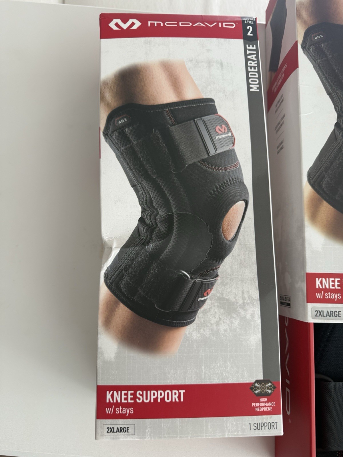 New Mcdavid Level 2 Knee Support Brace Stays and Cross Straps Sz XXL 2XL