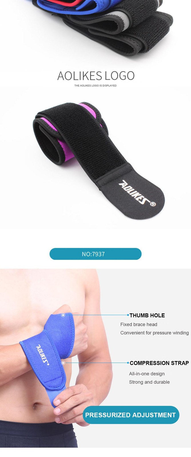 Aolikes 1 Pc Wrist Band Support for Adjustable Wrist Bandage Brace for Sports Wr