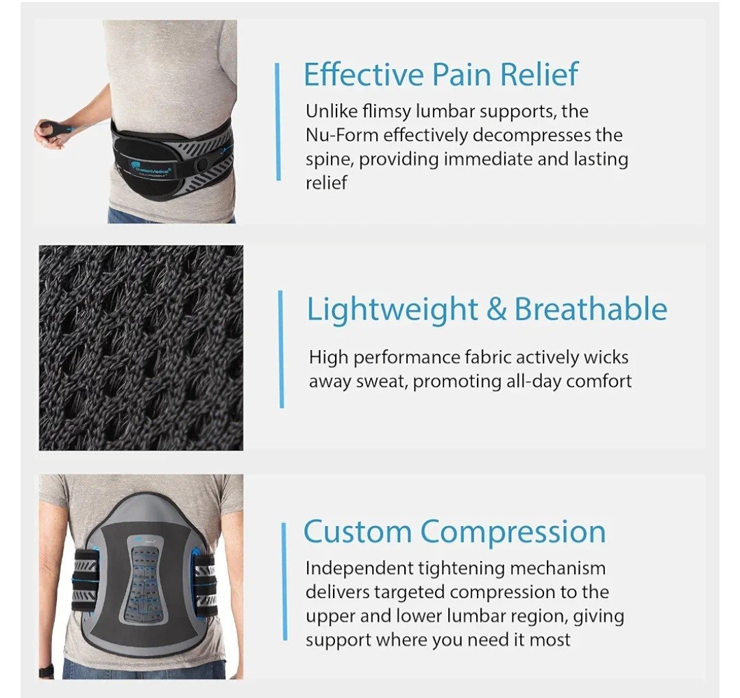 Ovation NU-FORM LSO Universal Back Brace Adjustable Lumbar Spinal Orthosis